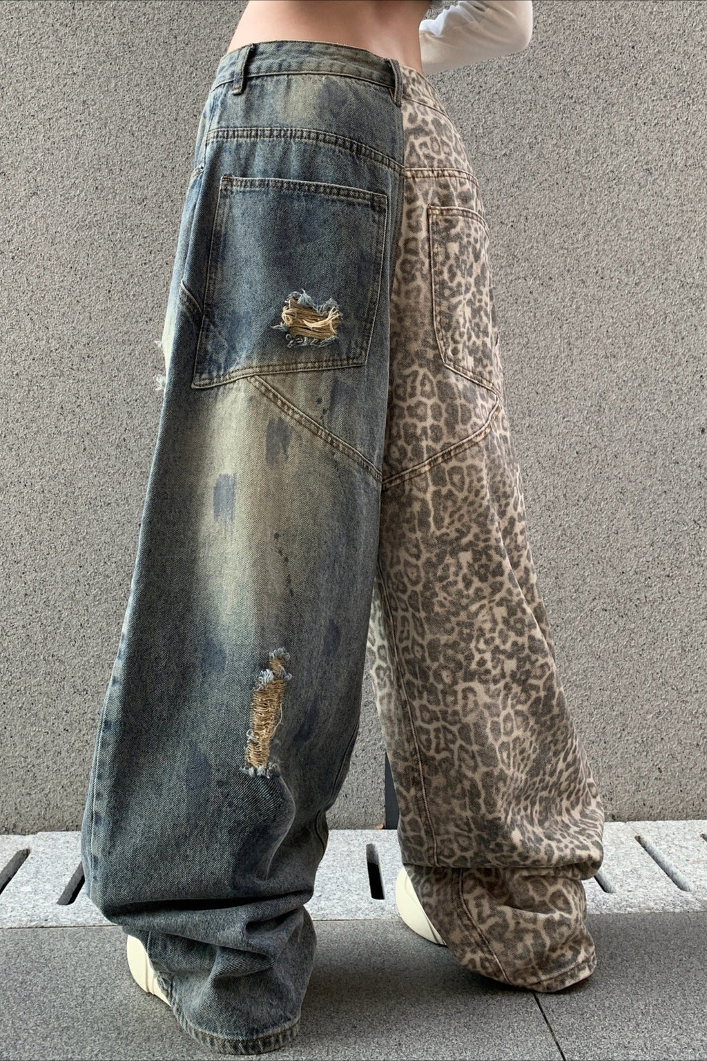 Leopard Print Ripped Wide Leg Jeans image 3