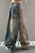 Leopard Print Ripped Wide Leg Jeans image 3