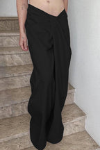 Asymmetrical Twist Solid Wide Leg Pants image 6
