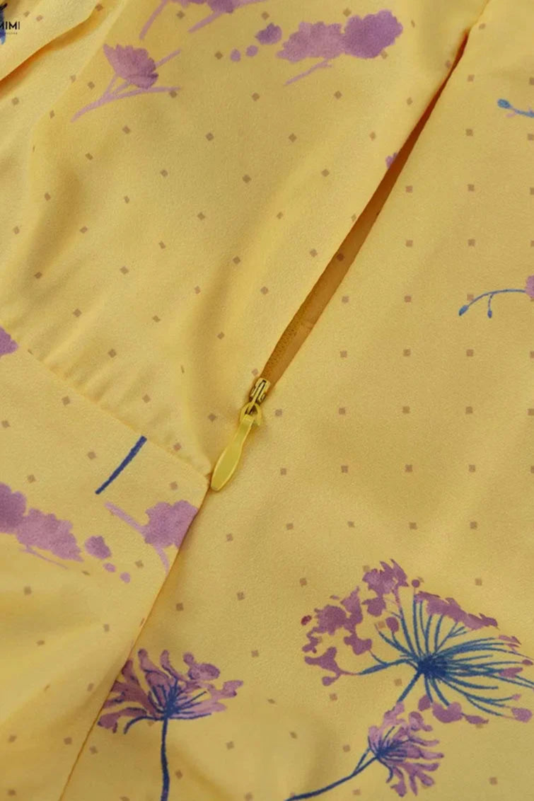 Casual Yellow Print Spaghetti Strap Floral Dress image 4
