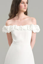Satin Ruched Off-the-shoulder Cocktail Dress image 1