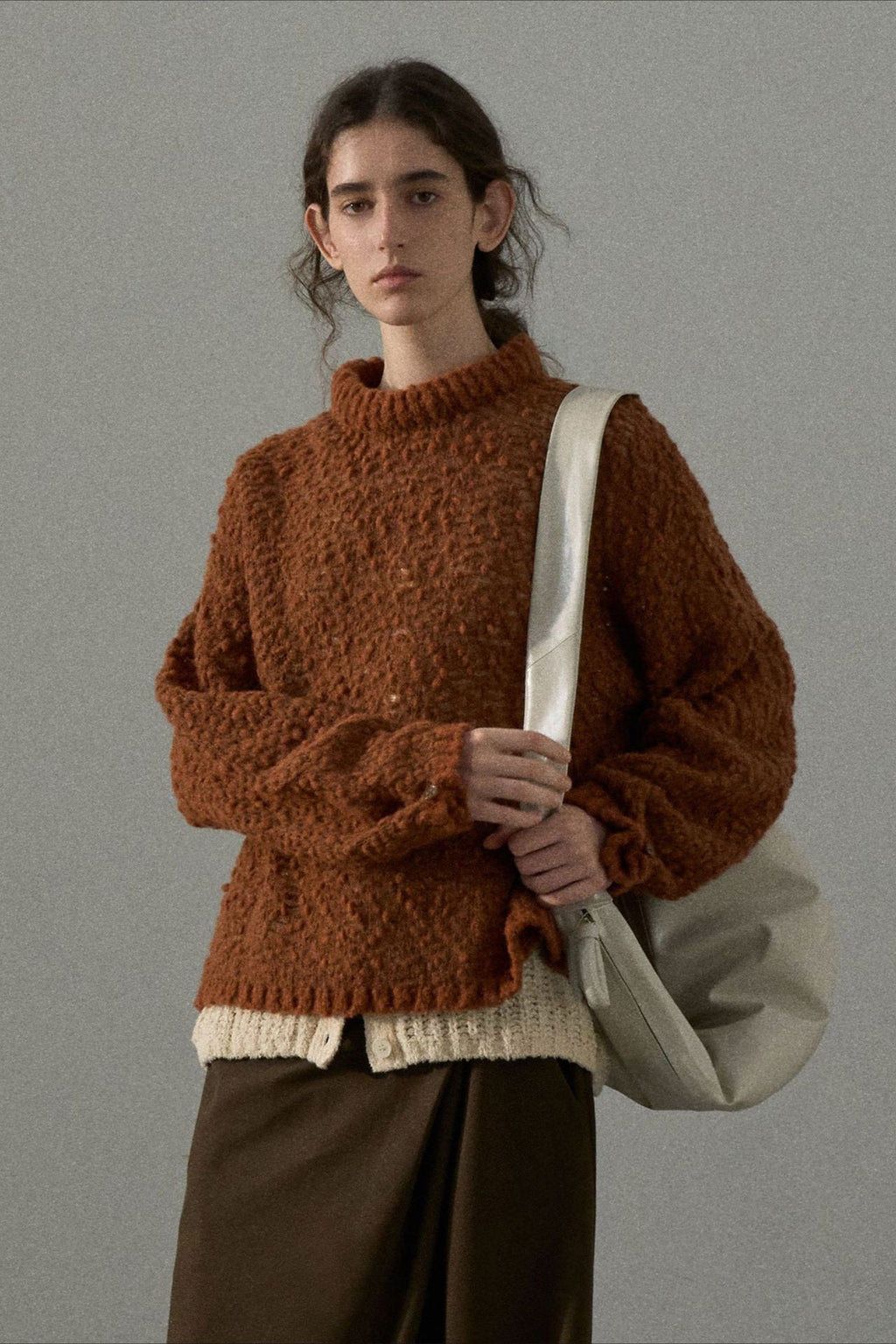 Textured Breathable Bean Yarn Knit Sweater image 1