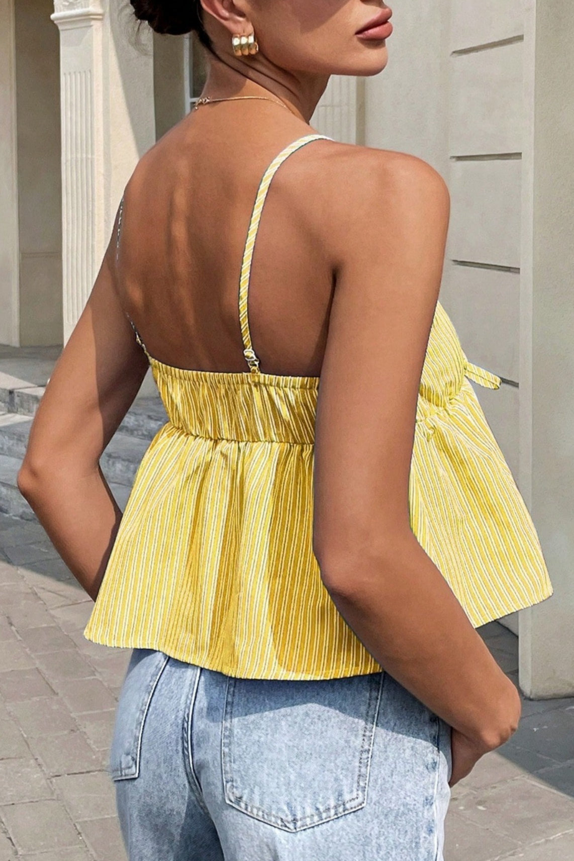 Striped Tie Up Sexy Cami Top image 2