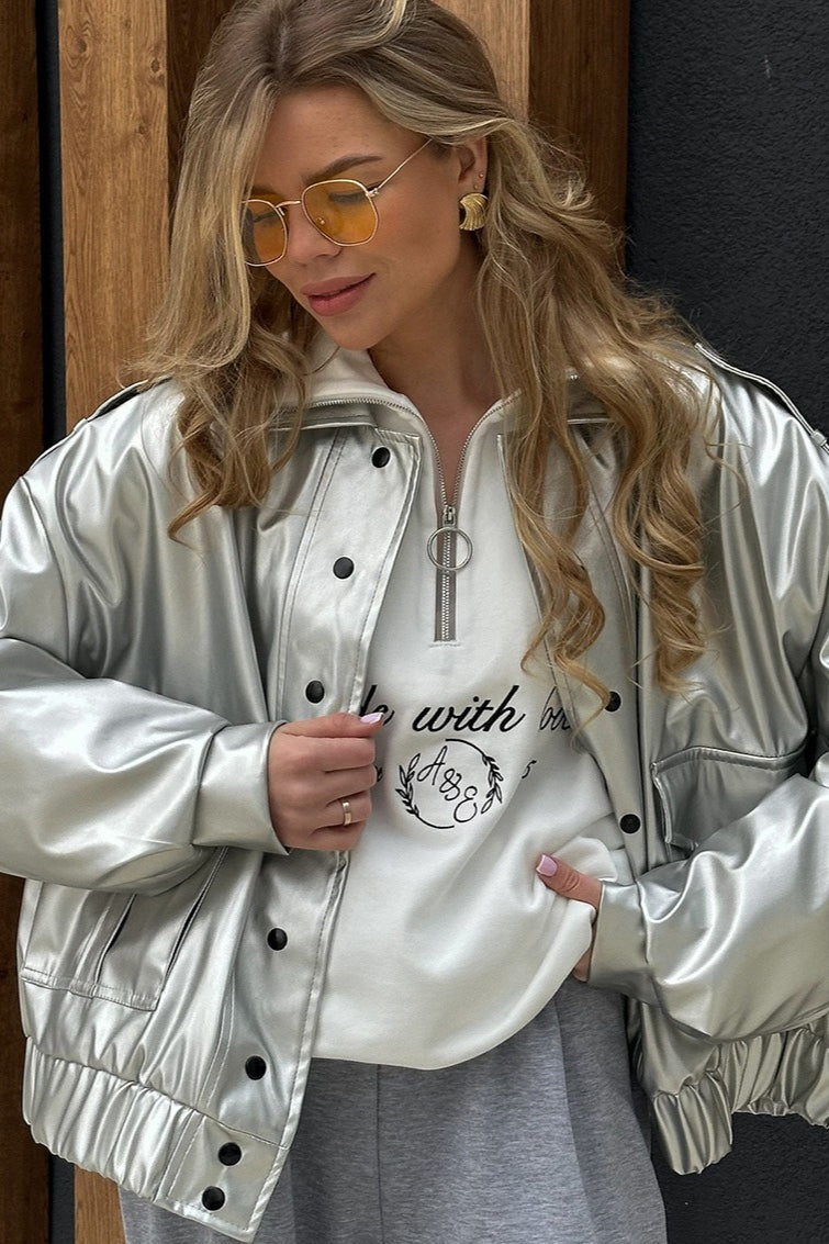 Oversized Long Sleeve Leather Jacket image 3