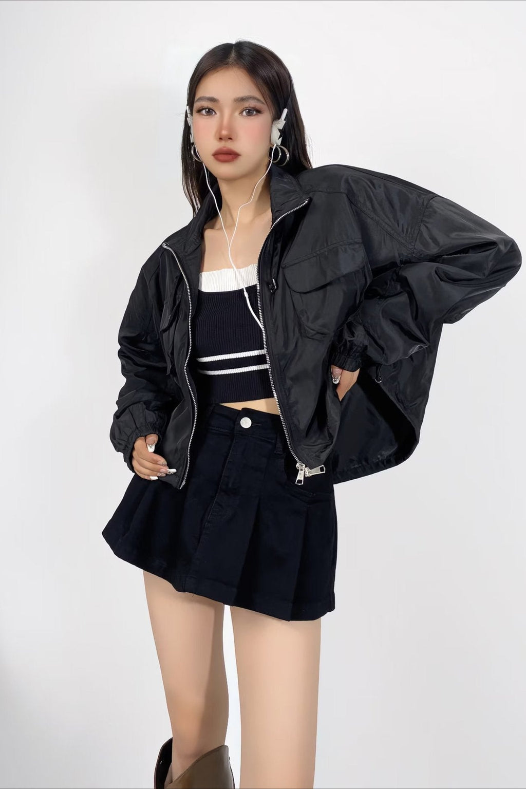 Cropped Cargo High Neck Coat image 7