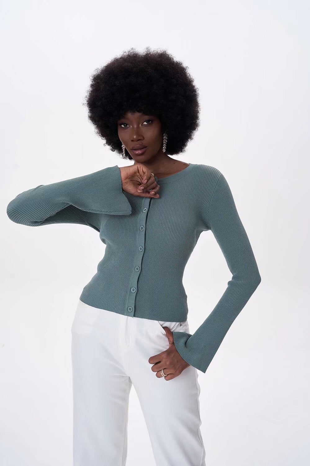 Flare Sleeve Button Cardigan image 2