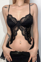 Sexy Sheer Lace Ruffle Butterfly Cami Top image 1