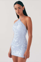 Backless Halter Sequin Lace Up Party Dress image 2