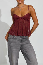Sheer Jacquard Mesh Slit Cami Top image 13