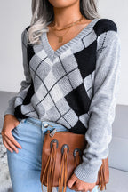 Argyle V-Neck Knit Pullover Sweater image 8