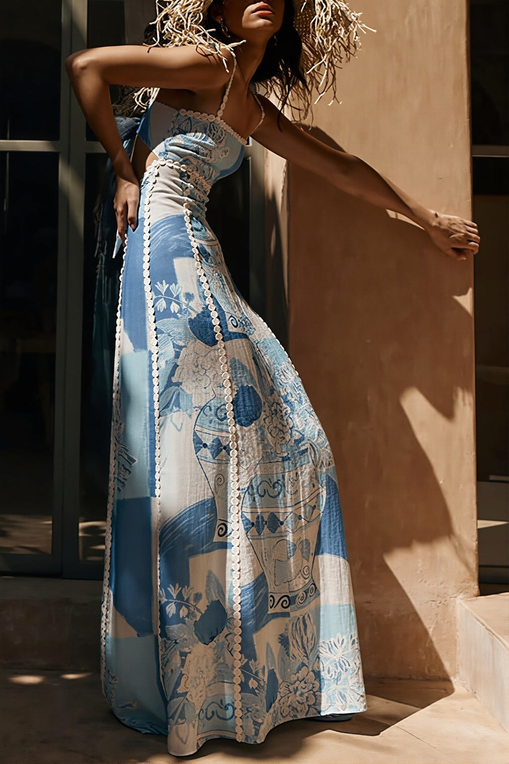 Casual Printed Spaghetti Strap Maxi Dress image 3