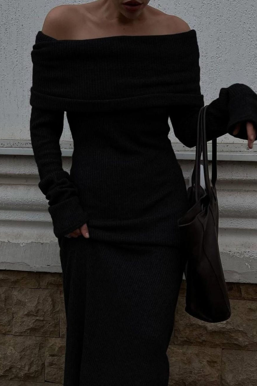 Off Shoulder Knit Sweater Dress image 8