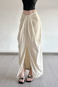 Knotted Waist Solid High-Slit Bodycon Skirt image 1