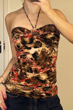 Backless Strappy Print Blouse image 1