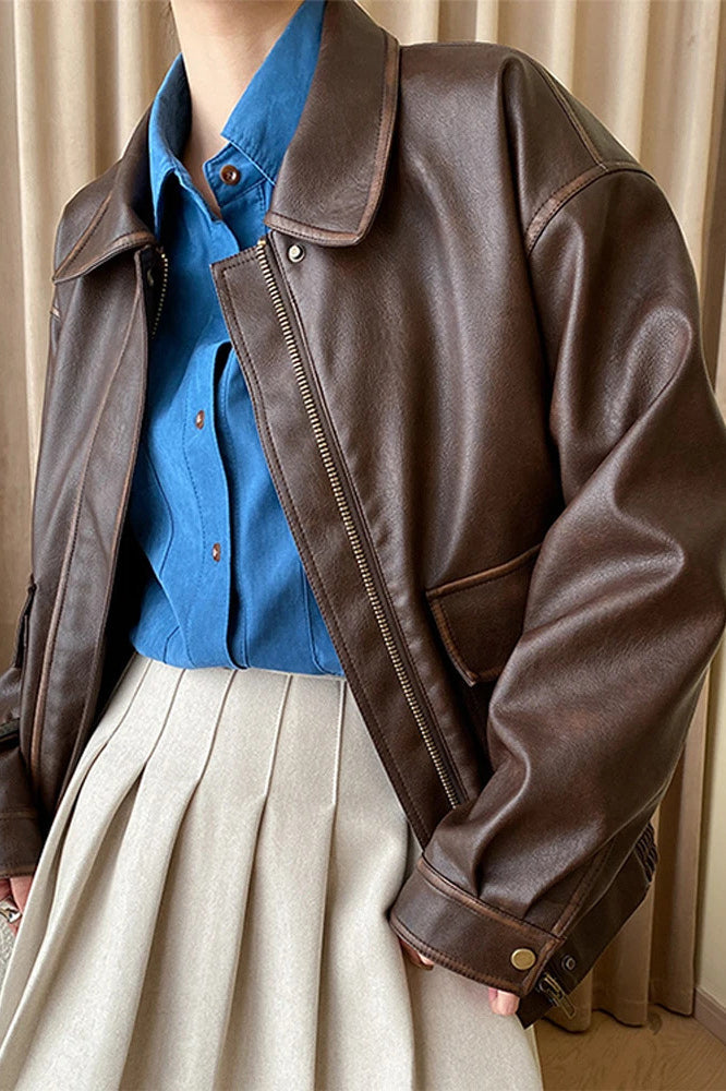 Vintage Modern Oversized Leather Coat image 1