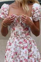 Puff Sleeve Vintage Elegant Floral Dress image 3
