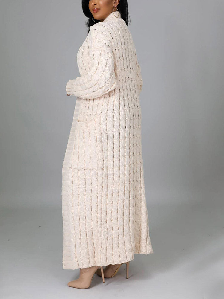 Knitted Solid Graceful Open Front Cardigan image 26