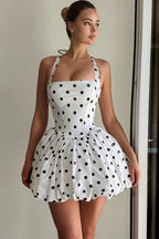 Sexy Polka Dot Halter Backless Mini Dress image 2