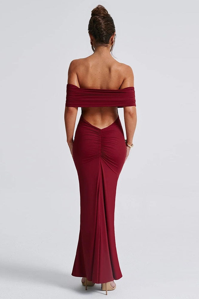 Solid Off Shoulder Ruched Formal Dress image 20