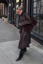 Leopard Print Long Trench Coat image 3