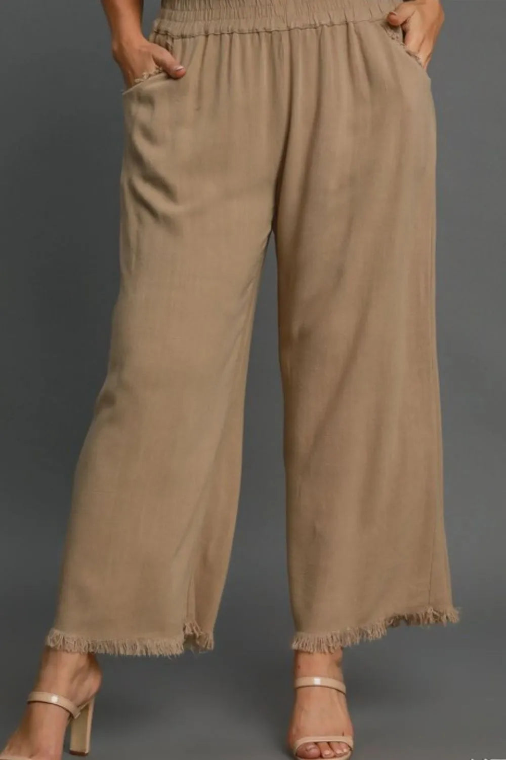 Sasha Linen Trousers detail view styled for Avrienne