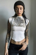 Graffiti Printed Cropped Slim T-shirt image 1