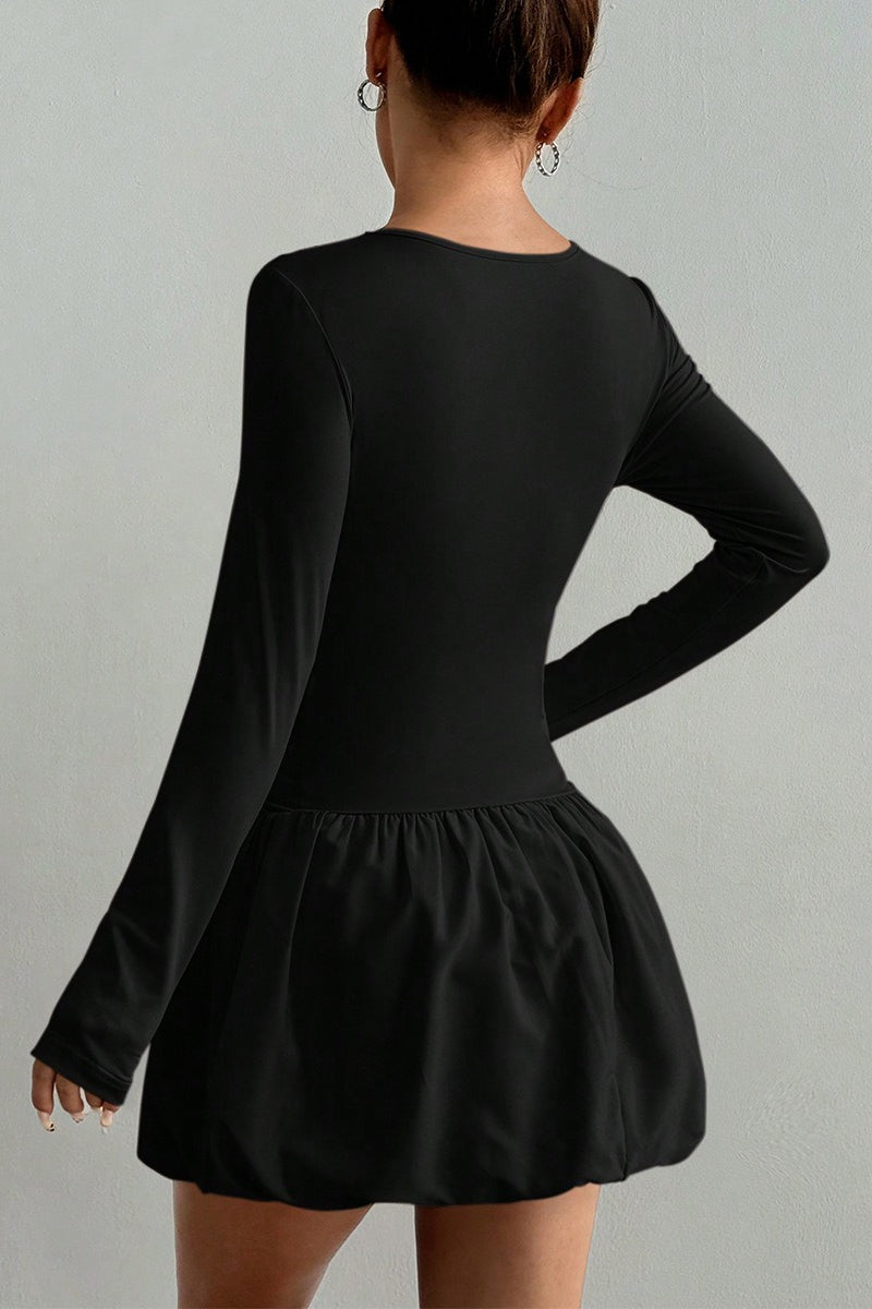 Fitted Stretchy Elegant Long Sleeve Tiered Mini Dress image 3