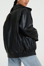 PU Leather Bomber Jacket image 6