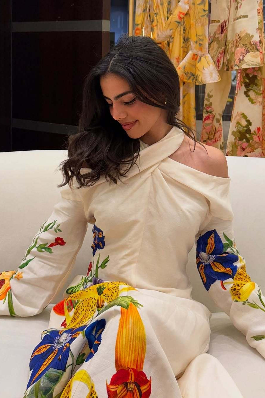 Elegant Floral Print Off Shoulder Maxi Dress image 4