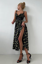 Floral Cami Tie High Waist Slit Midi Dress image 13