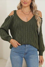 Deep V Sexy Off-Shoulder Loose Pullover Sweater image 1