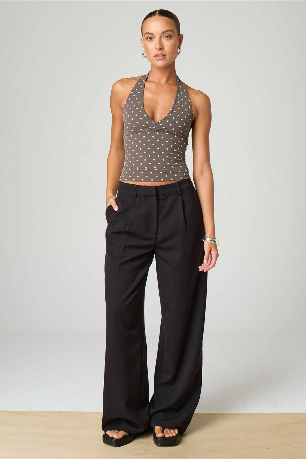 Sexy Polka Dot Plaid Slim Halter Top image 17