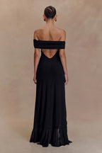 Off-Shoulder Ruffle Mesh Split Maxi Party Dress image 12