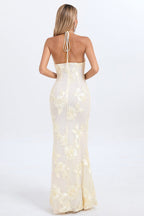 Halter Floral Foil Print Maxi Dress image 6