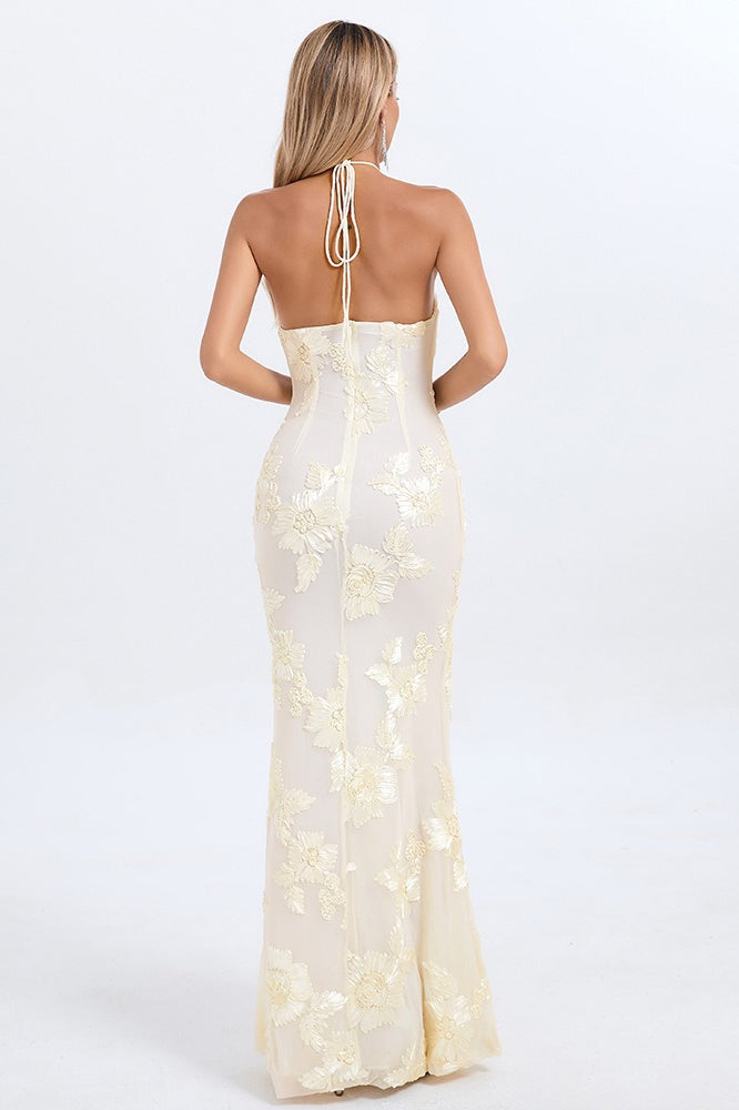 Halter Floral Foil Print Maxi Dress image 6