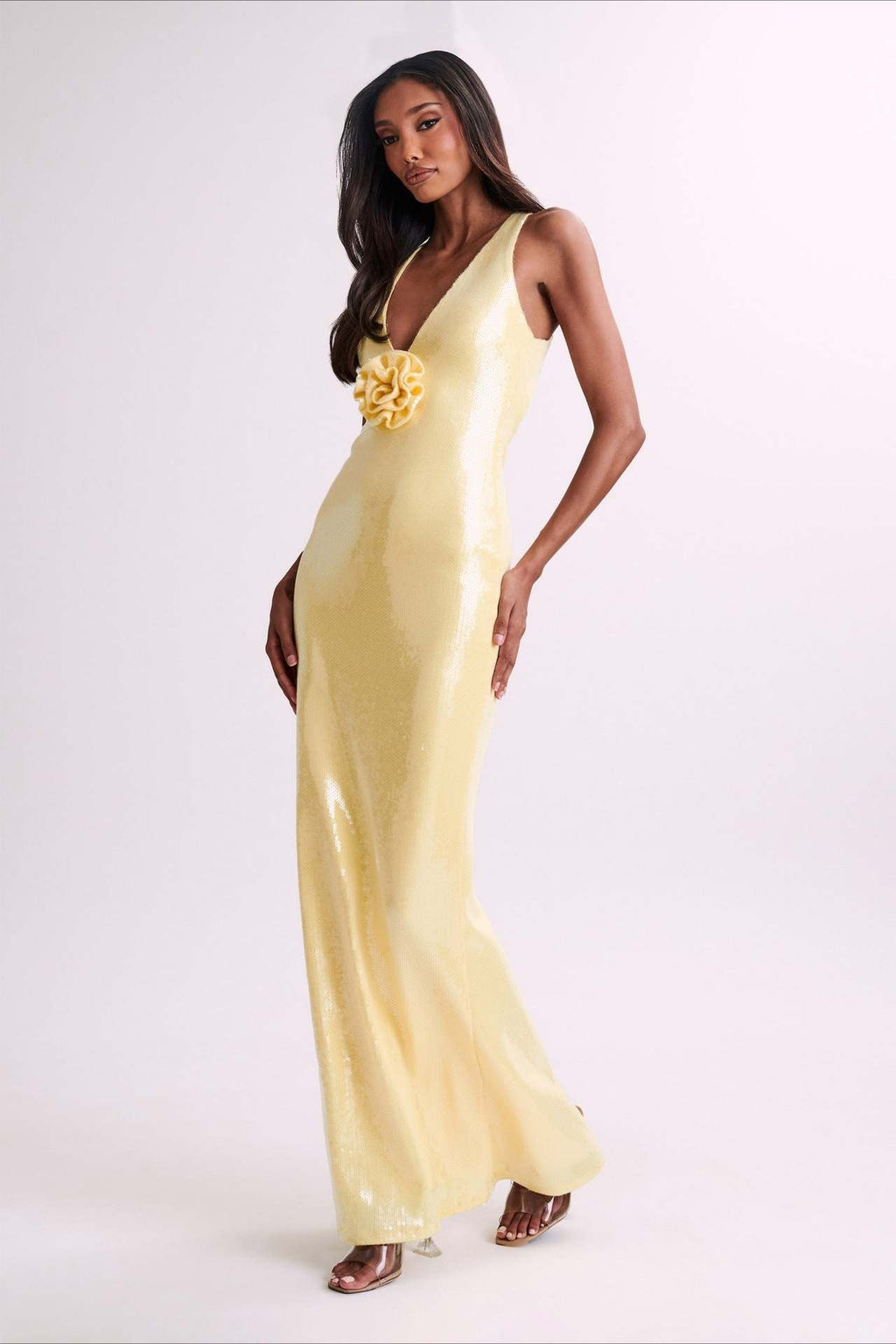 Backless Floral Sequin Maxi Dress image 2