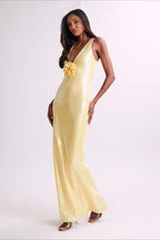 Backless Floral Sequin Maxi Dress image 2