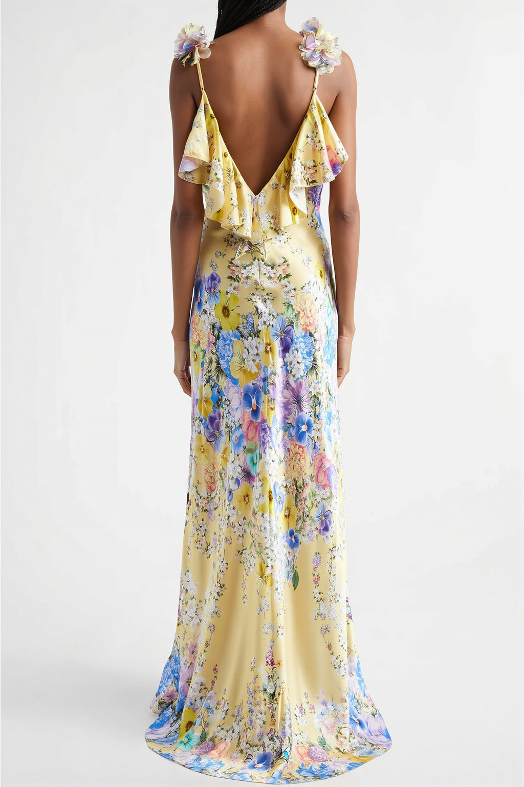 Floral Ruffle Strap Backless Maxi Dress image 7