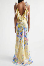 Floral Ruffle Strap Backless Maxi Dress image 7