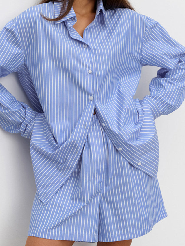 Chic Striped Cotton Casual Set  Blouse image 7