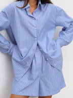 Chic Striped Cotton Casual Set  Blouse image 7