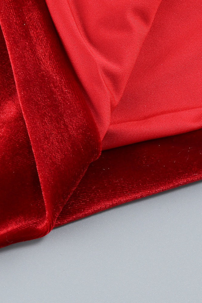 Velvet Strapless Split Party Dress image 3