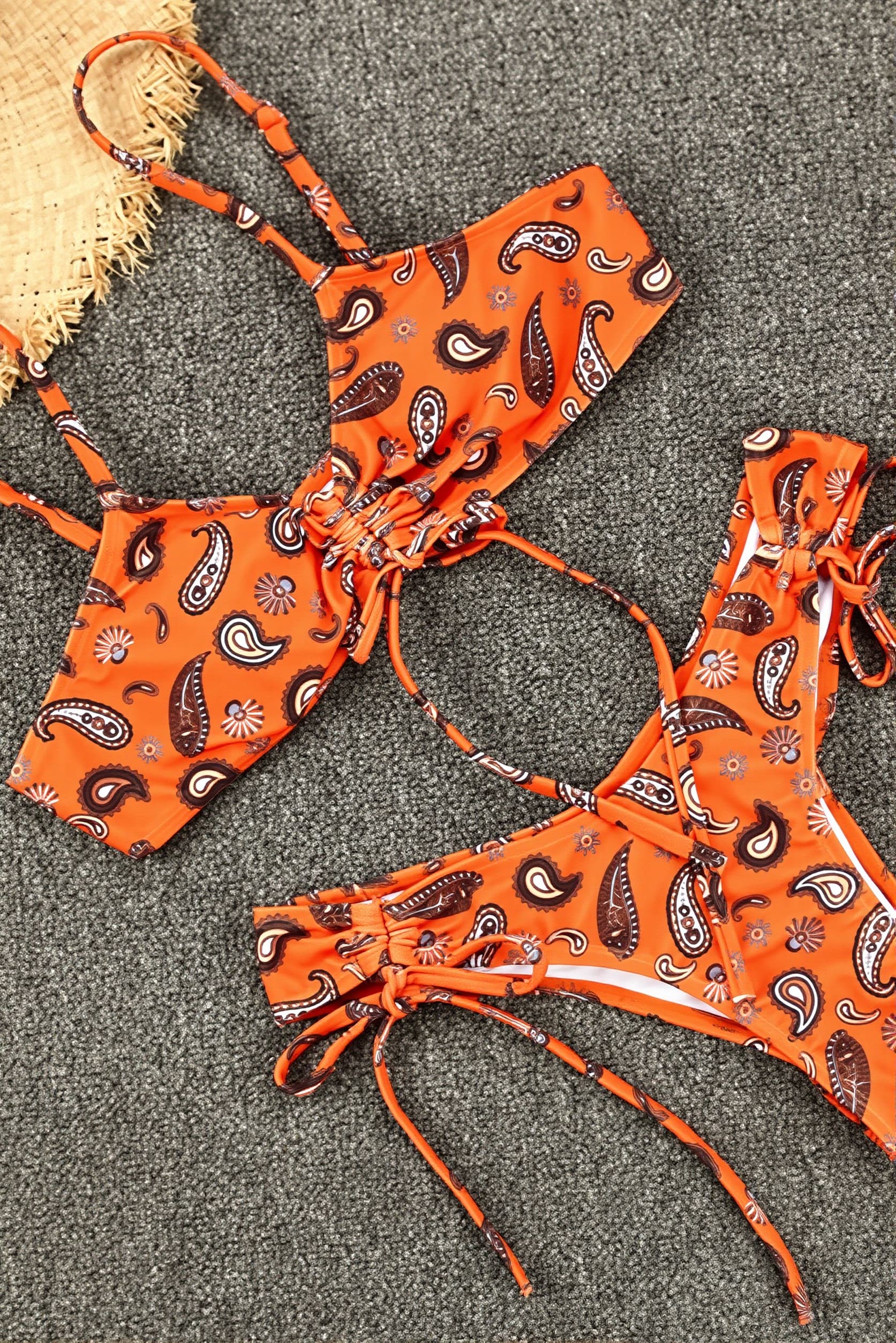 Paisley Orange Tie Bikini Set image 3
