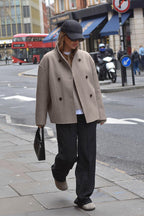 Brown Double-Breasted Blazer Coat image 3