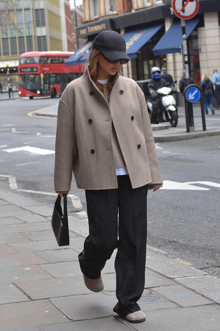 Brown Double-Breasted Blazer Coat image 3