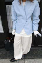 Street Casual Blue Blazer Coat image 4