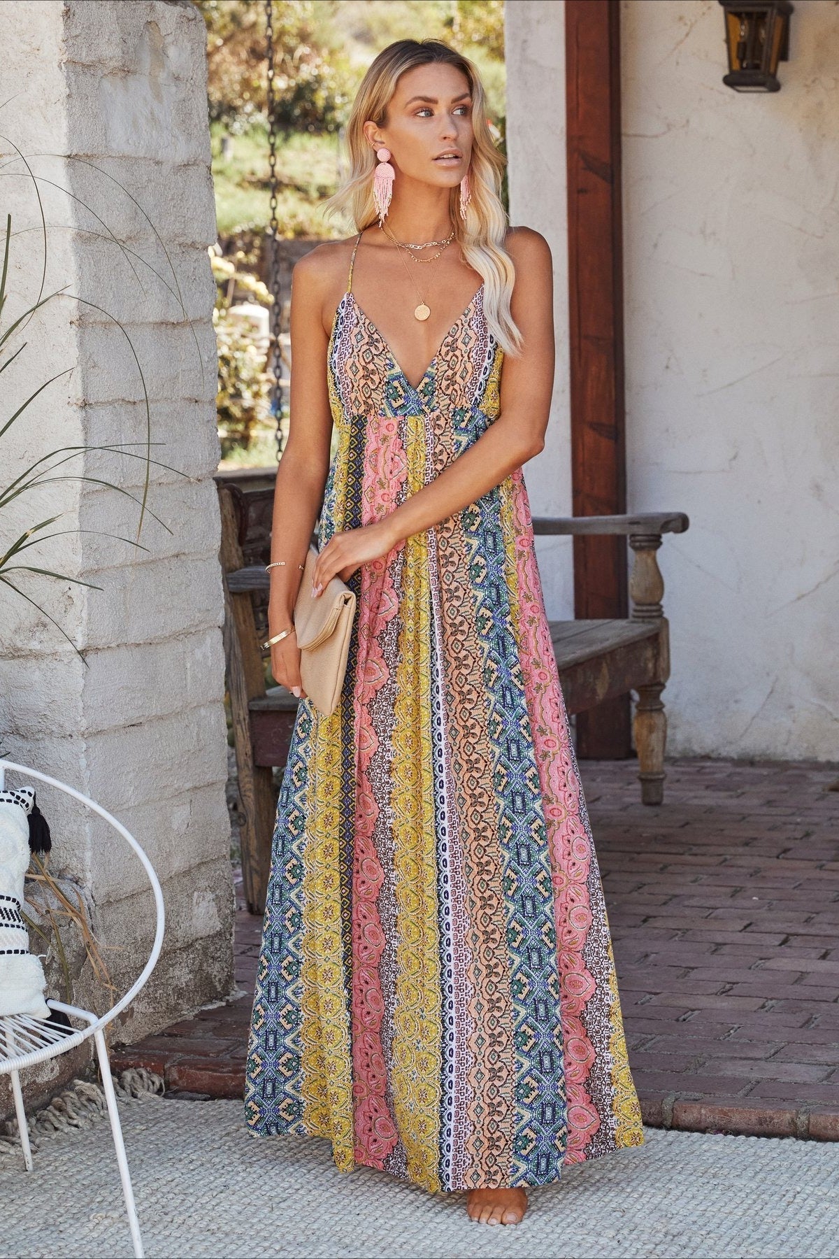 Sexy V-neck Backless Floral Print Cami Maxi Dress image 2