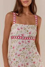 Casual Linen Print Spaghetti Strap Summer Maxi Dress image 3
