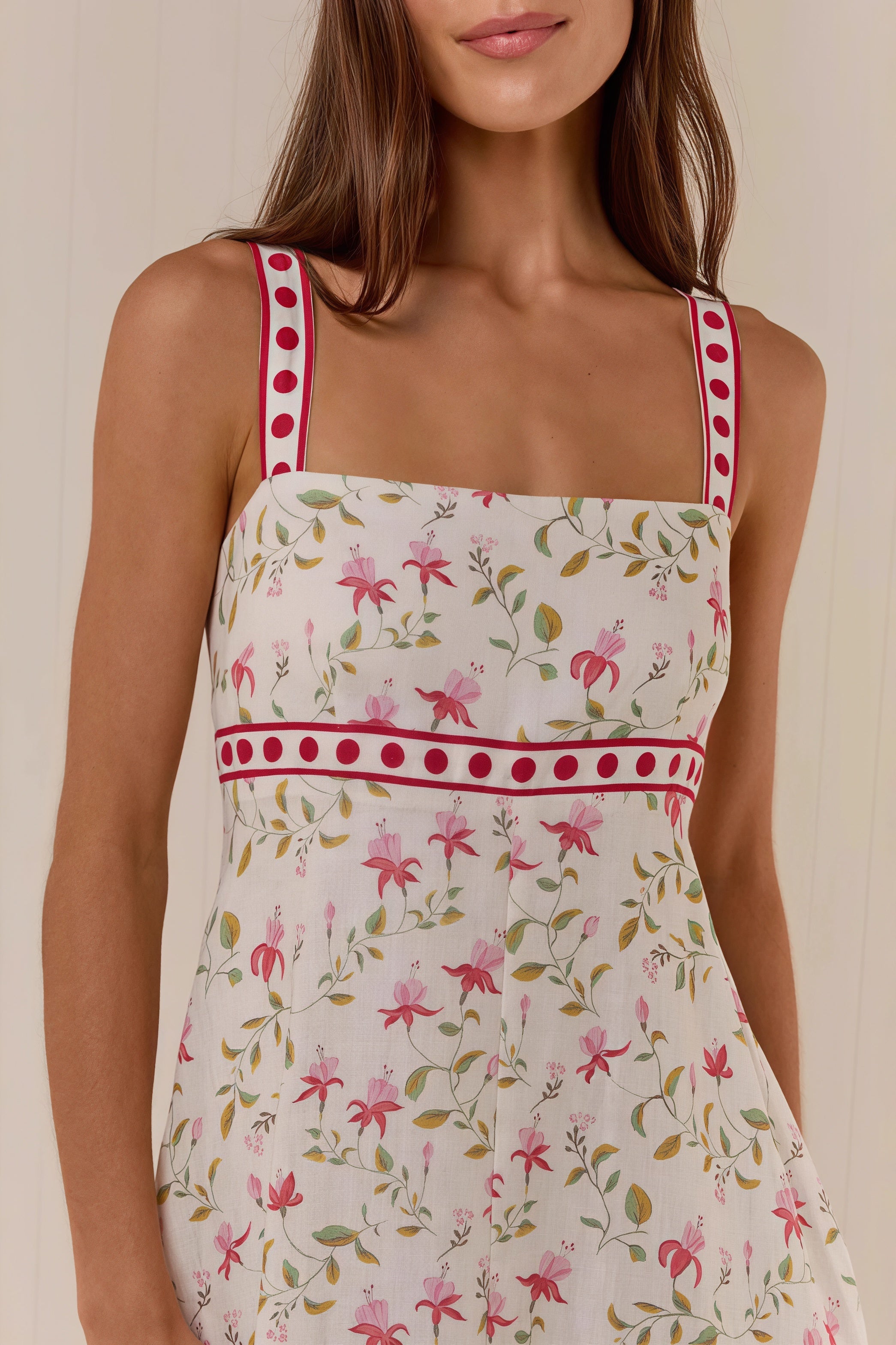 Casual Linen Print Spaghetti Strap Summer Maxi Dress image 3