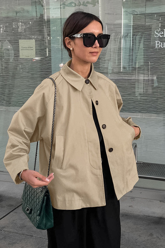 French Khaki Utility Trench Coat image 2